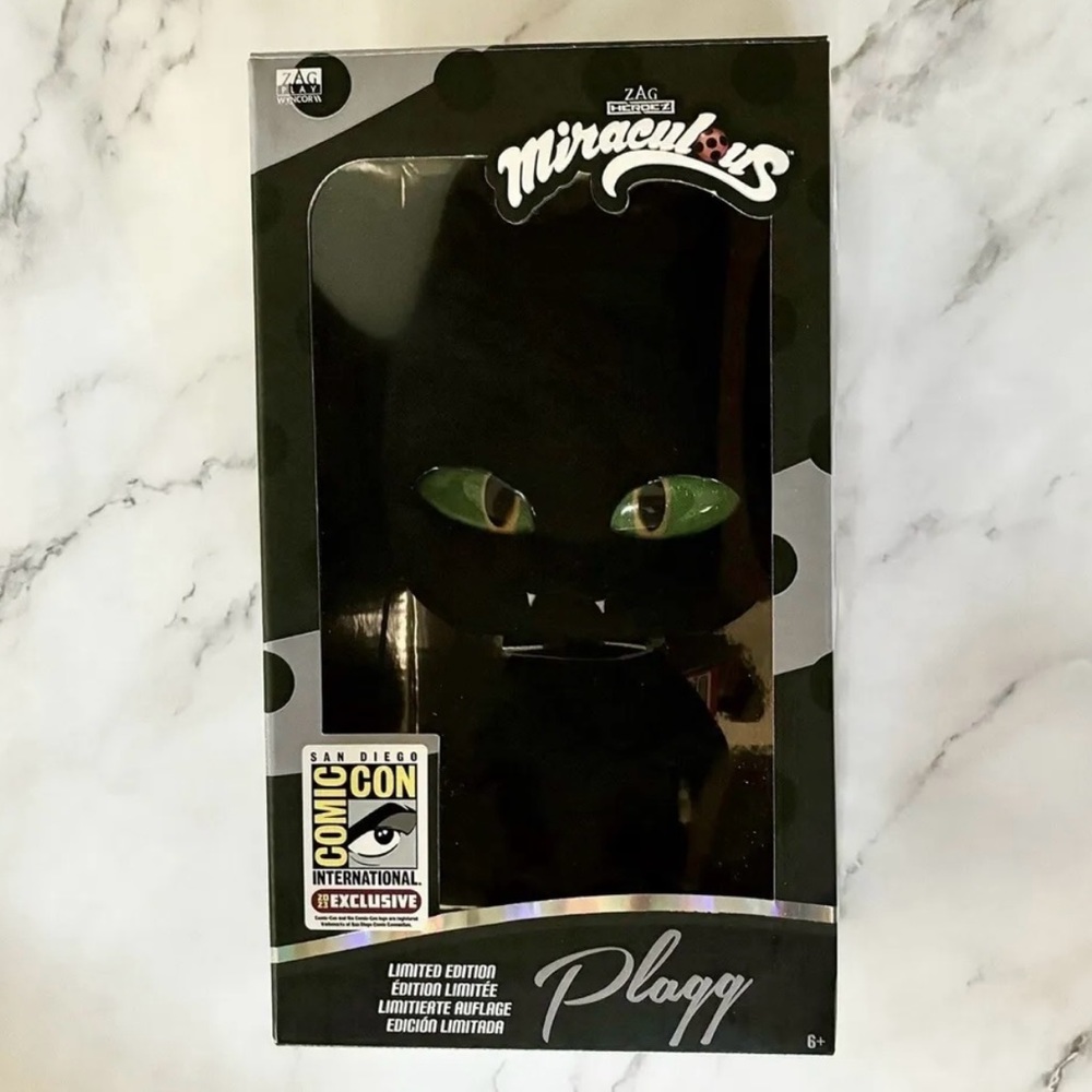 SOLD- Miraculous Ladybug 10″ Kwami Plush Plagg 2023 SDCC Exclusive